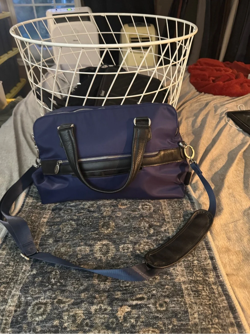 Men's Navy Laptop Briefcase with Black Accents